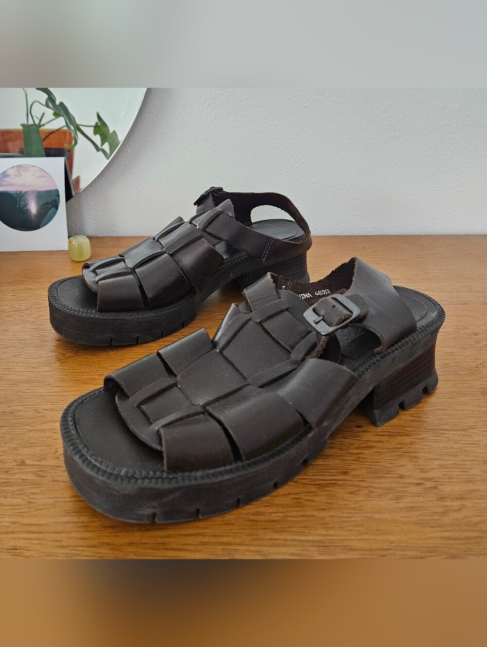 vintage fisherman grunge y2k 90s boho open toe chunky platform sandals shoes - Picture 8 of 8